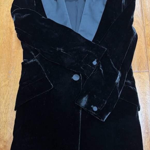 L'AGENCE Womens Black Velvet Blazer Size 4 Silk Blend Going Out Holiday *altered - Picture 11 of 16